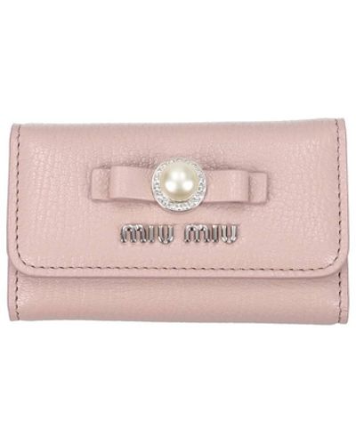 Miu Miu Portachiavi Pelle Rosa Opale