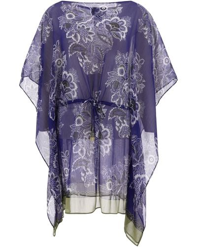 Etro Caftan With Bouquet Print Costumes - Blue