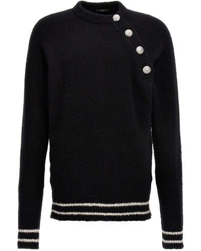 Balmain Logo Button Sweater Maglioni Nero