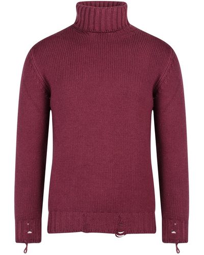 PT Torino Virgin Wool Jumper With Destroyed Effect - Red