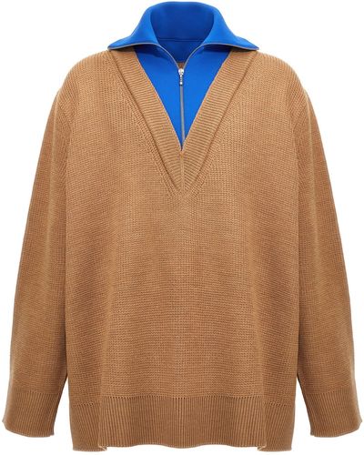 Jil Sander Half Zip Insert Sweater Maglioni Multicolor - Arancione