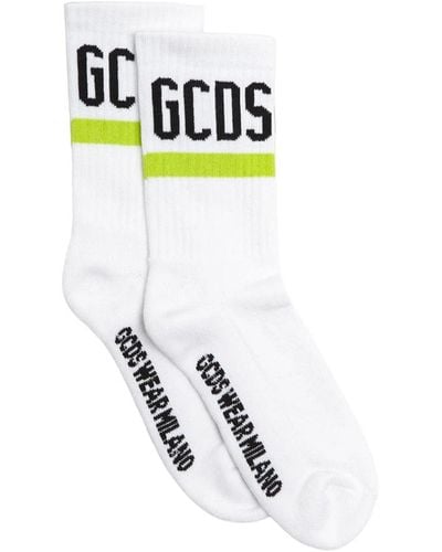 Gcds Ribbed Socks With Logo - White