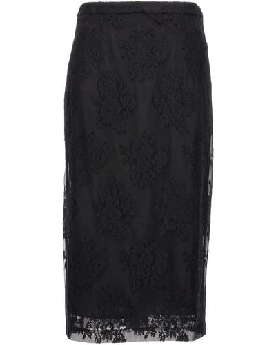Dolce & Gabbana Lace Sheath Skirt Gonne Nero