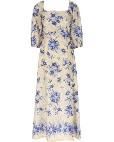 Twin Set Long Floral Dress Dresses - Blue