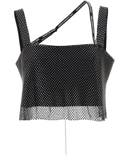 Karl Lagerfeld Rhinestone Top Top Silver - Nero