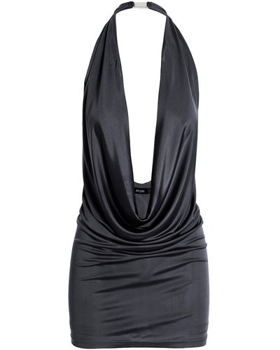 Atlein Plunging Neckline Dress - Black