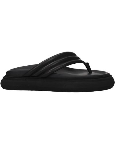 The Attico Flip Flops Leather - Black