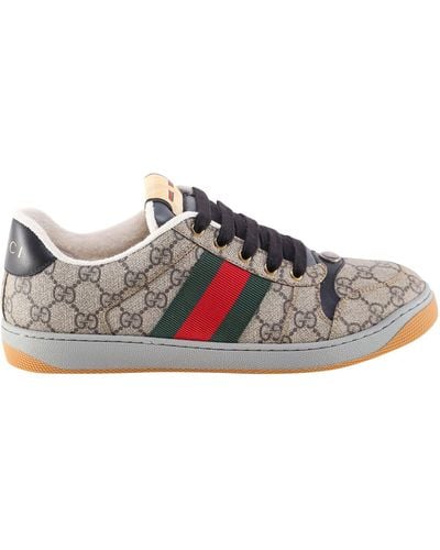Gucci Sneakers Screener in Tessuto GG Supreme e pelle - Bianco