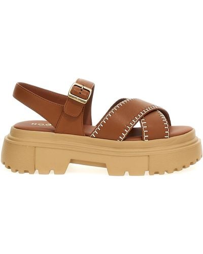 Hogan Leather Sandals - Brown