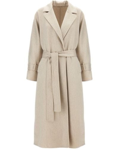 Brunello Cucinelli Belted Coat Coats, Trench Coats - Natural