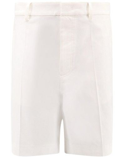 Valentino Garavani Cotton Bermuda Shorts With Metal Vlogo Detail - White