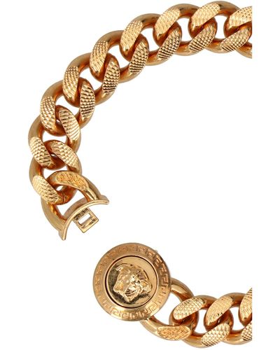 Versace Bracciale a catena in metallo dorato con logo - Metallizzato