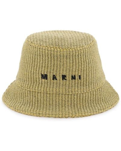 Marni Raffia Effect Bucket Hat - Green