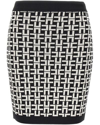 Elisabetta Franchi Jacquard Logo Skirt Skirts - Black