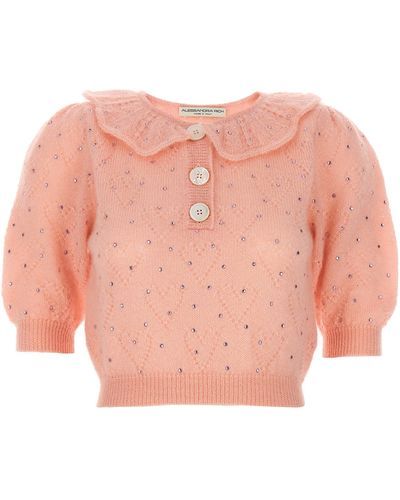 Alessandra Rich Rhinestone Sweater in Pink Lyst UK