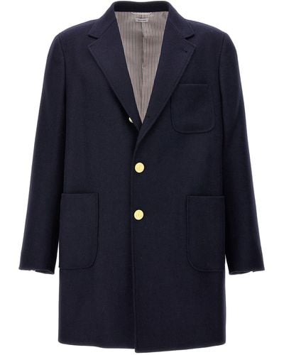 Thom Browne Uncostructed Chesterfield Coats, Trench Coats - Blue