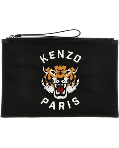KENZO Logo Embroidery Bag Clutch Nero