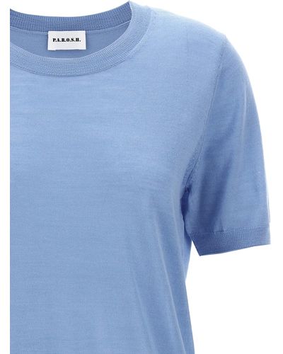 P.A.R.O.S.H. Short Sleeve Sweater Maglioni Celeste - Blu