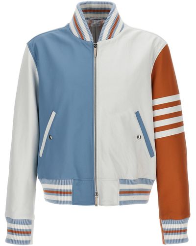 Thom Browne Leather Bomber Jacket Giacche Multicolor - Blu