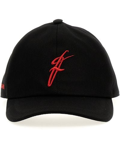 Ferragamo Logo Embroidery Cap Hats - Black