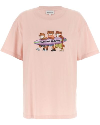 Maison Kitsuné Surfing Foxes T-shirt - Pink