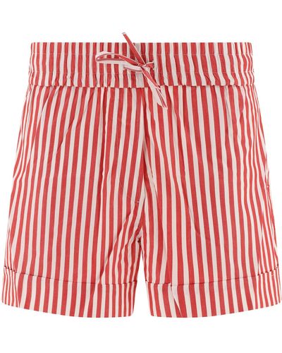 Ganni Striped Cotton S Short - Red