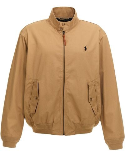 Polo Ralph Lauren Logo Embroidery Bomber Jacket Casual Jackets, Parka - Natural