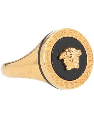 Versace Rings Men Brass Gold Black - Metallic