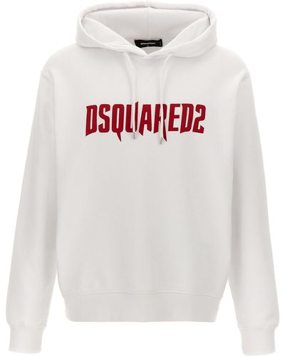 DSquared² Logo Print Hoodie Sweatshirt - White