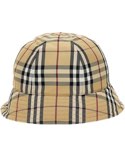 Burberry Check Bucket Hat Cappelli Beige - Neutro