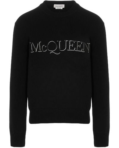 Alexander McQueen Sweater With Embroidered Logo Maglioni Nero