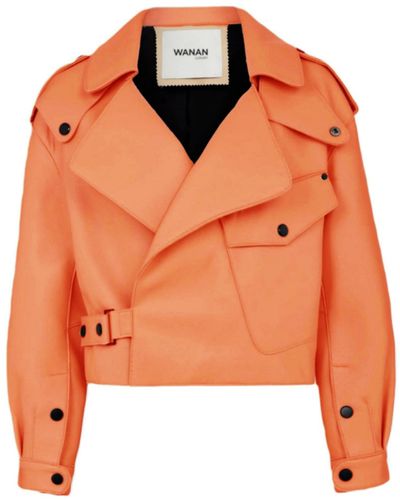 Wanan Touch Ilaria Jacket In Orange Lambskin Leather