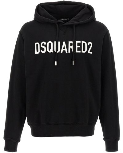 DSquared² Logo Print Hoodie Sweatshirt - Black