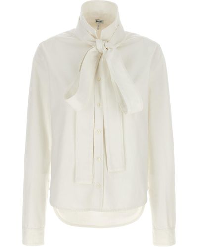 Loewe Denim Bow Shirt Shirt, Blouse - White