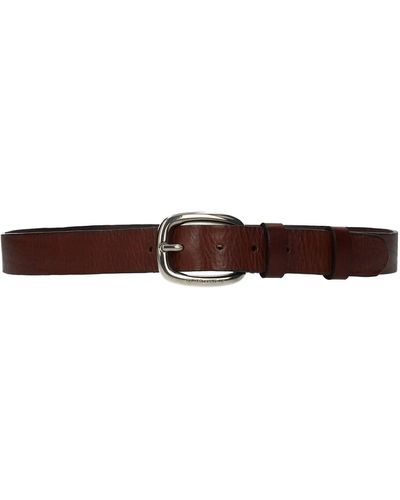 Golden Goose Regular Belts Huston Leather Brown Dark Brown - White