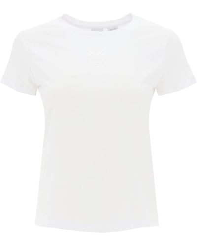 Pinko T Shirt Con Logo Effetto Ricamato - Bianco