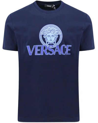 Versace T Shirt Con Stampa Medusa - Blu