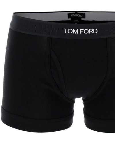 Tom Ford Cotton Boxer Briefs With Logo Band - Black