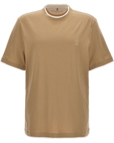 Brunello Cucinelli Double Layer T Shirt Beige - Neutro