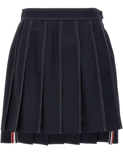 Thom Browne Mini Pleated Skirt Gonne Blu