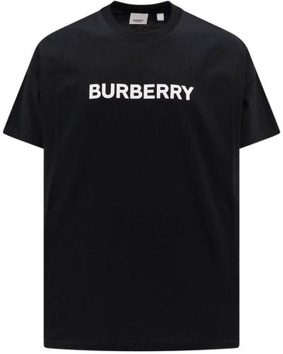 Burberry T-shirt in cotone organico con logo frontale - Nero