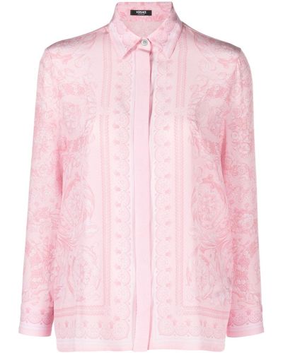 Versace Shirt With Baroque Print - Pink