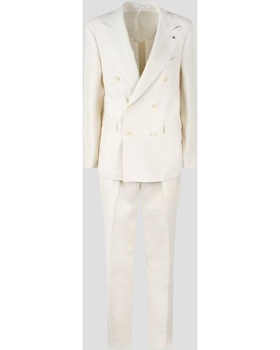 Tagliatore Linen Double-Breasted Tailored Suit - Natural