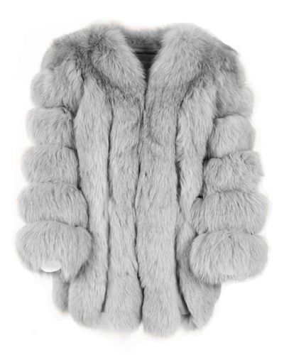 Wanan Touch Paris Light Gray Jacket In Fox Fur