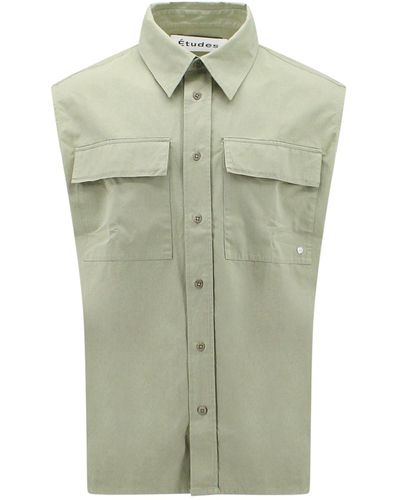 Etudes Studio Cotton Shirt With Patch Pockets On The Front - Green