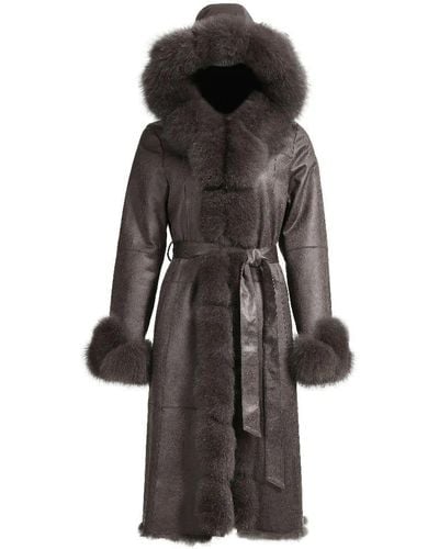 Wanan Touch Kris Brown Coat In Leather - Black
