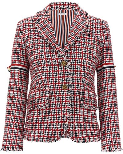 Thom Browne Tweed Jacket Blazer And Suits Multicolor - Rosso
