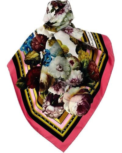 Dolce & Gabbana Floral Print Scarf Sciarpe Multicolor - Metallizzato