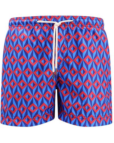 Peninsula Recycled Nylon Swim Shorts With Geometric Print - Blue