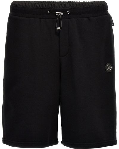 Philipp Plein Logo Plaque Bermuda Shorts Pantaloni Nero